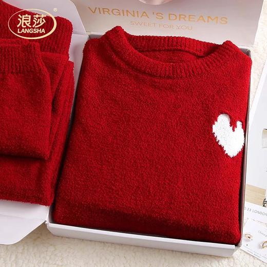 2【026全新马年情侣红色睡衣】男本命年新款男士半边绒冬季加绒加厚家居服男套装送男友 商品图0