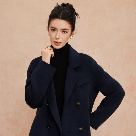 QH947斯尔丽25新款一手长小个子直身时尚百搭通勤双面呢羊毛短大衣 商品图4