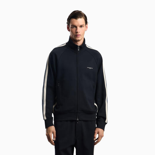 EMPORIO ARMANI 阿玛尼 男士饰有撞色条纹 ASV 全拉链运动卫衣 黑色 EM002872 AF13488 UB118 商品图1