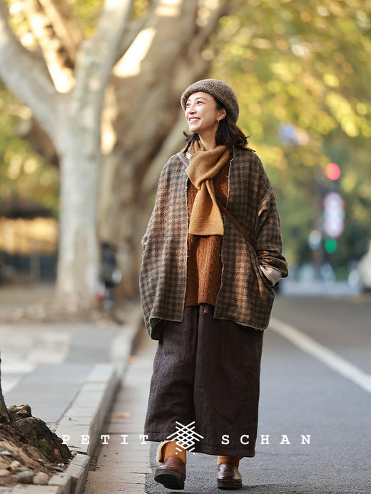 PETIT SCHAN小闪 CLO#968 Agarwood 沉香 亚麻3M黑科技高效暖绒松紧腰夹棉半裙 商品图1