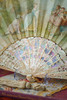 独角鹿西洋古董19世纪末欧洲艺术家M.Rodique签名创作卷叶纹母贝精雕扇骨装饰田园恋歌主题手绘扇面双面折扇 商品缩略图4