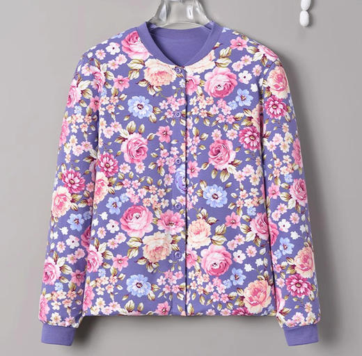 雀说桑蚕丝手工填充内胆秋冬保暖棉袄真丝女大码外套家居服中老年妈妈ALW2511-4 商品图5