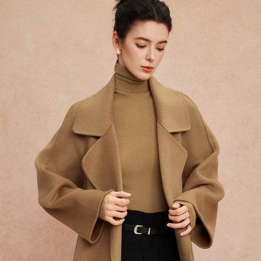 QH949斯尔丽2025新款松弛简约大气商场同款宽松版显瘦长款羊毛大衣 商品图2
