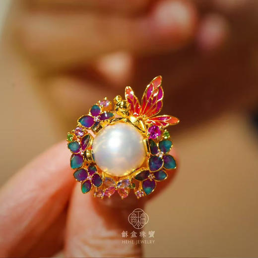 龢盒原创 指尖梦境 仙女与她的秘密花园马贝珍珠戒指 商品图5