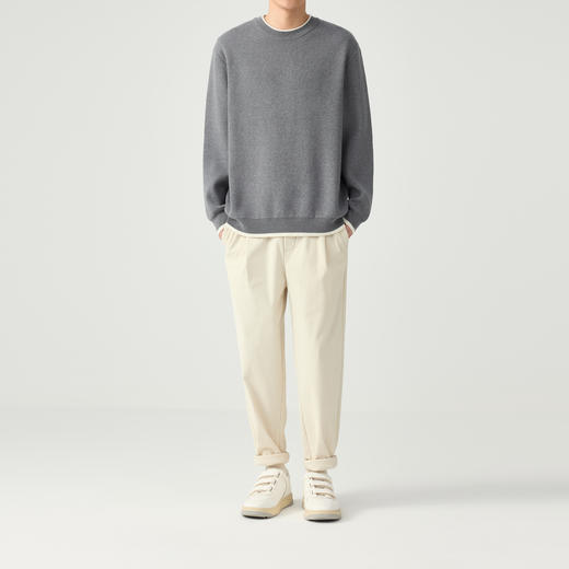 墨麦客 远红外升温 男士圆领针织衫秋冬新款休闲撞色毛衣男20579 商品图3