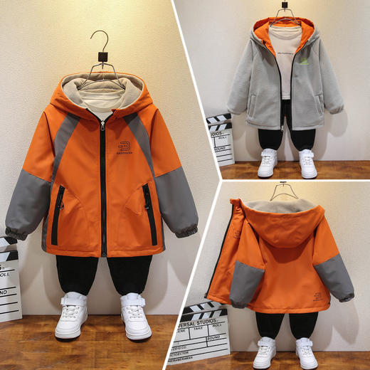 【时尚两面穿外套❗️科技三防面料】男童秋季外套加绒2025新款中大童上衣春秋装风衣双面穿儿童冲锋衣。ja 商品图1