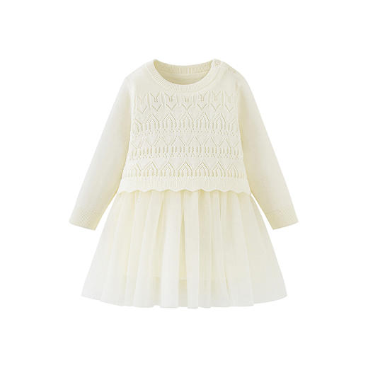 迷你巴拉巴拉女童宝宝裙子儿童针织网纱连衣裙不易起球2026春新品 商品图4