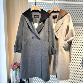 水淼秋冬新款1736连帽气质时尚休闲百搭双面呢宽松
