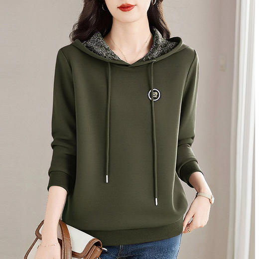 加绒加厚大码连帽卫衣女秋冬2026新款套头帽衫休闲长袖女士紫色上衣 商品图1