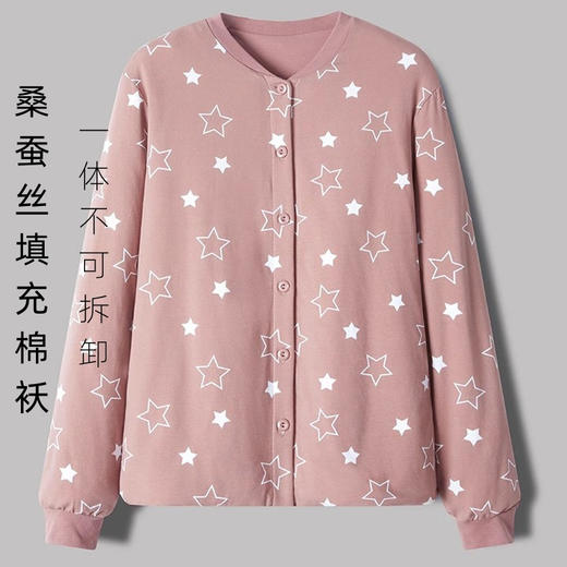 雀说桑蚕丝手工填充内胆秋冬保暖棉袄真丝女大码外套家居服中老年妈妈ALW2511-4 商品图0