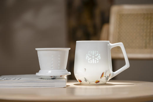 富玉  景德镇玲珑茶杯大容量嫣然女士茶漏杯 商品图1