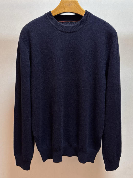 1124-5 纯色老钱风 lp 25秋冬 螺纹圆领 男士纯色羊绒针织衫 商品图11