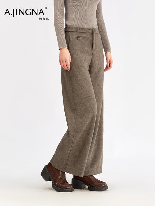 【 垂感阔腿】阿菁娜冬季新款丝羊绒裤山羊绒桑蚕丝硬核CP垂感阔腿F30D210017 商品图2