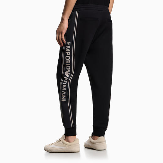 EMPORIO ARMANI 阿玛尼 男士徽标条纹 ASV 双面针织运动裤 黑色 EM002914 AF10013 UC001 商品图2