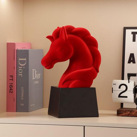 贝汉美创意植绒红色马头摆件办公室桌面装饰品小众艺术马年吉祥物 商品图0