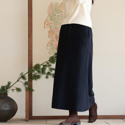 牧衣游原创 羊毛混织毛呢女半裙细腻柔软百搭宽松显瘦鱼尾裙 忆之 商品图0