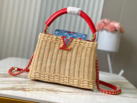 秋冬特惠💰1750 渠道级LV 新品 te级LV 动态芯片 LV X TM CAPUCINES 手袋 M14295/M48865红色樱桃竹篮 本款Capucines手袋