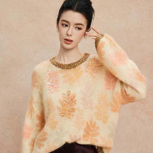 QH605斯尔丽25新款松弛慵懒甜美软糯圆领宽松显瘦上衣 商品图4