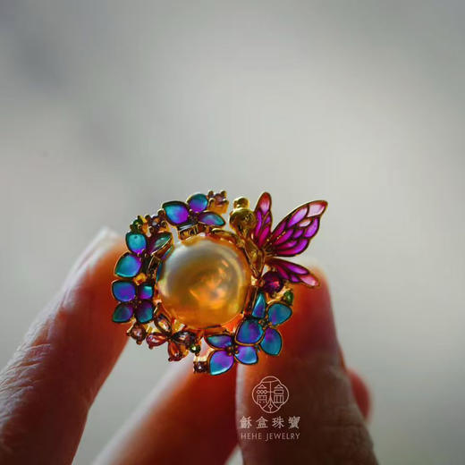 龢盒原创 指尖梦境 仙女与她的秘密花园马贝珍珠戒指 商品图3