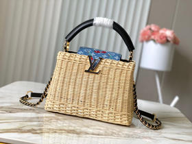 秋冬特惠💰1750 渠道级LV 新品 te级LV 动态芯片 LV X TM CAPUCINES 手袋 M14295/M48865黑色樱桃竹篮 本款Capucines手袋