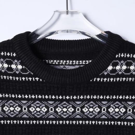 88088SDSA男士秋冬新款痞帅男装潮牌撞色提花条纹圆领毛衣宽松百搭上衣 商品图2