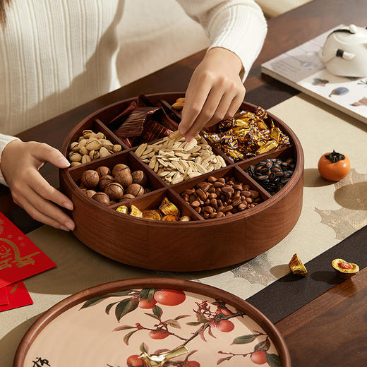 初心| 柿柿如意九宫格圆形果盘 商品图2