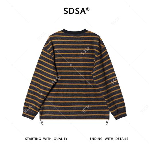 T5041SDSA秋冬新款痞帅男装潮牌撞色条纹圆领长袖T恤下摆松紧设计百搭 商品图5