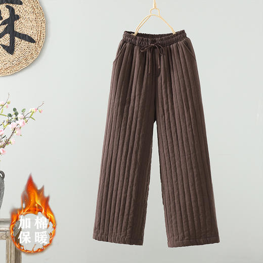 GYH 5668休闲百搭复古文艺系带松紧腰复古加棉直筒裤 商品图2