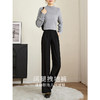【年终特卖】熙世界黑色阔腿裤秋冬新款高腰垂感加厚休闲宽松窄版直筒西装裤 商品缩略图1