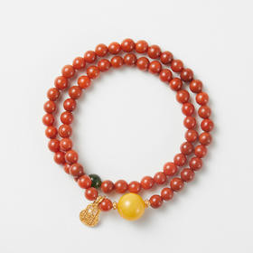 南红蜜蜡双圈手串