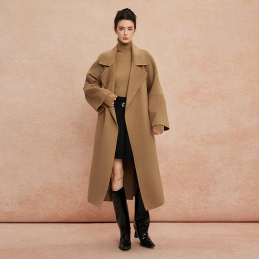 QH949斯尔丽2025新款松弛简约大气商场同款宽松版显瘦长款羊毛大衣 商品图4