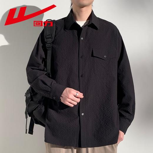 回力衬衫男士2025春秋薄款日系格纹长袖衬衣宽松潮流上衣翻领外套 商品图6