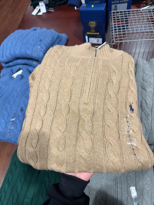 到手价1399元 陈伟霆同款 Polo Ralph Lauren拉夫劳伦男士半拉链麻花毛衣 美国代购，无中文标签，介意慎拍 商品图1