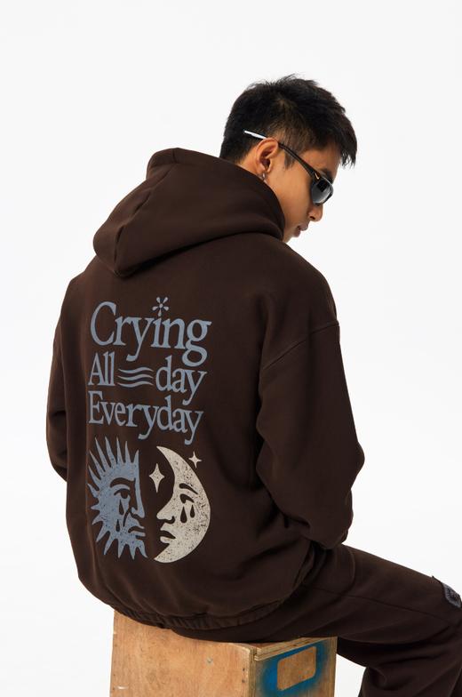 CryingCenter日月落泪印章 复古宽松软糯加绒连帽卫衣 男女款 商品图4