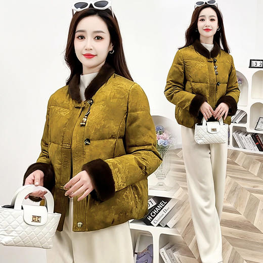 QYM BL882气质国风穿搭羽绒服时尚宽松显瘦休闲风白鸭绒外套 商品图1