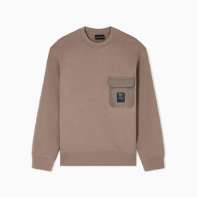 EMPORIO ARMANI 阿玛尼 男士徽标贴片 ASV 双面针织运动卫衣 淡褐色 EM002925 AF10013 U6189