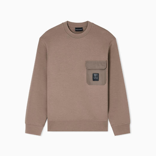 EMPORIO ARMANI 阿玛尼 男士徽标贴片 ASV 双面针织运动卫衣 淡褐色 EM002925 AF10013 U6189 商品图0