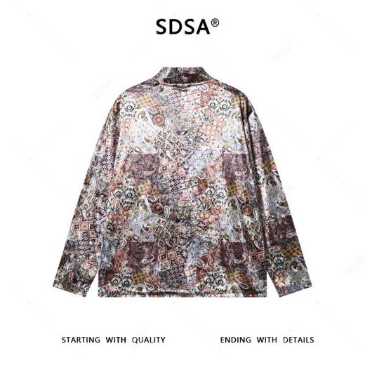 T5050SDSA秋冬新款痞帅男装潮牌撞色抽象植物花卉半高领长袖T恤百搭 商品图5