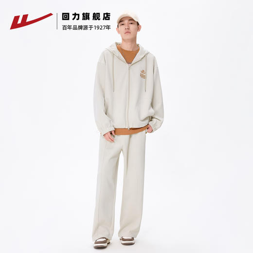 回力休闲运动套装男秋冬季新款潮牌连帽拉链运动上衣宽松直筒卫裤 商品图2