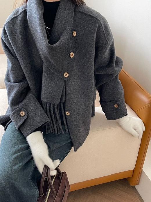 【YW】无忧购“清仓福利”秋冬时尚韩版宽松围巾双面羊绒大衣女羊毛呢外套（截单后3-5天发货） 商品图1
