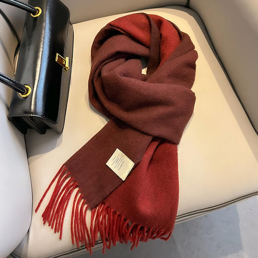 丁摩 加厚加宽100%羊毛围巾女款冬季安可拉红加厚保暖针织围脖新年礼物5ZF-11241 商品图0