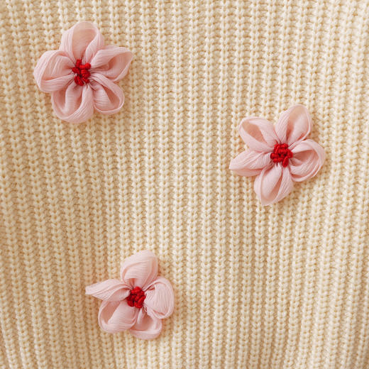 马克珍妮女童清新山茶花软糯针织毛衣2025年秋冬新款551887 商品图4