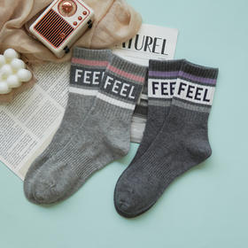 【2双装】女士运动袜抗菌中长筒休闲袜女四季棉袜女士袜子【6双6折 2522102】