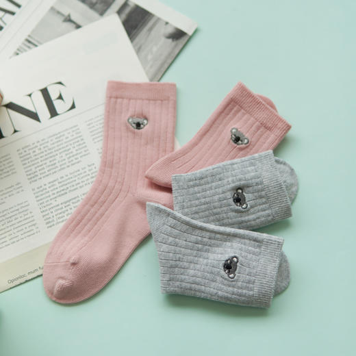 【2双装】【5-7岁】儿童双针休闲袜女宝刺绣棉袜男宝四季袜子【6双6折 2523207】 商品图2