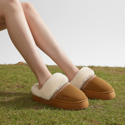 窠窠良品 费尔岛风奢暖云朵绒棉拖 舒适柔软 耐滑耐磨 男女款 858 商品图1