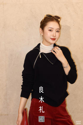 休闲——侧拉链高领羊绒衫