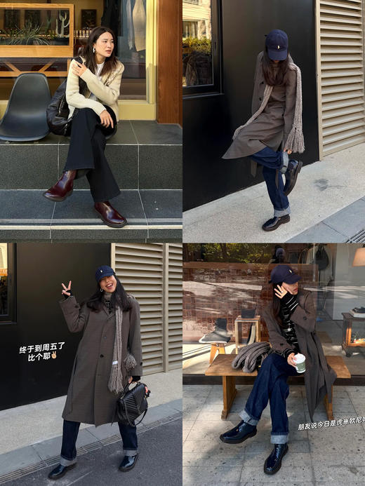 HIDEMI 进口雾面漆皮头层牛皮切尔西厚底增高短靴 商品图6