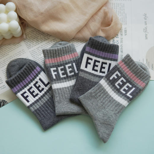 【2双装】女士运动袜抗菌中长筒休闲袜女四季棉袜女士袜子【6双6折 2522102】 商品图3