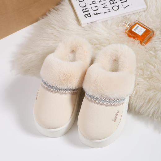 窠窠良品 费尔岛风奢暖云朵绒棉拖 舒适柔软 耐滑耐磨 男女款 858 商品图7