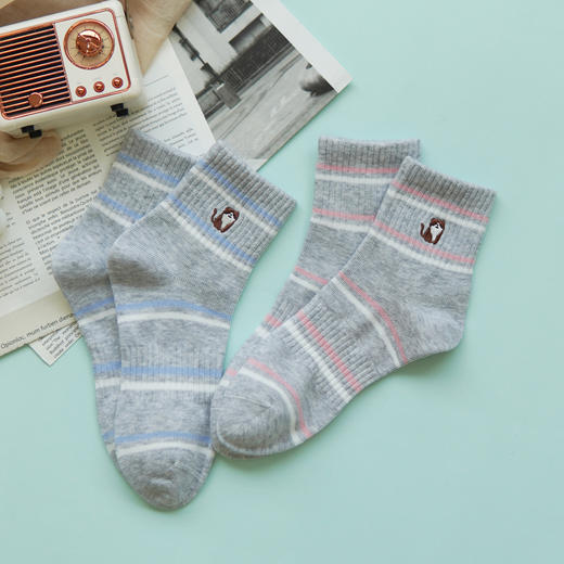 【2双装】女士AB版刺绣时尚袜子四季棉袜运动休闲女袜【6双6折 2522101】 商品图2